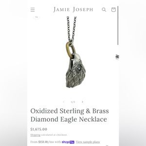 Jamie Joseph Eagle pendant with black diamond eyes and white diamonds